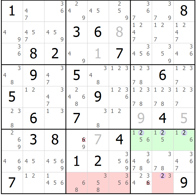 Position des candidats pour la solution de la Gr 10 page 13 du magazine de sudoku Suprême n° 027