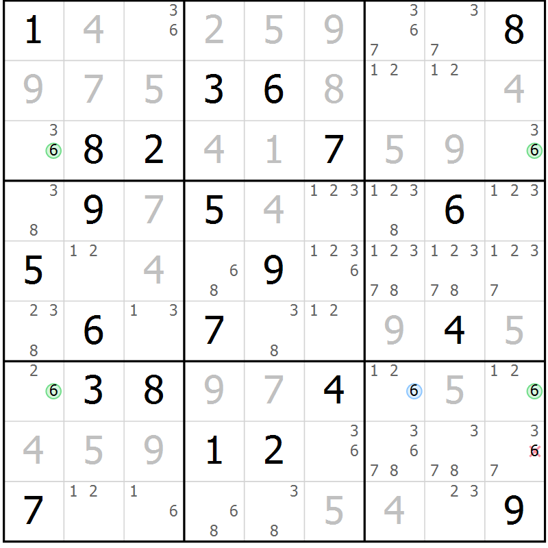 Position des candidats pour la solution de la Gr 10 page 13 du magazine de sudoku Suprême n° 027