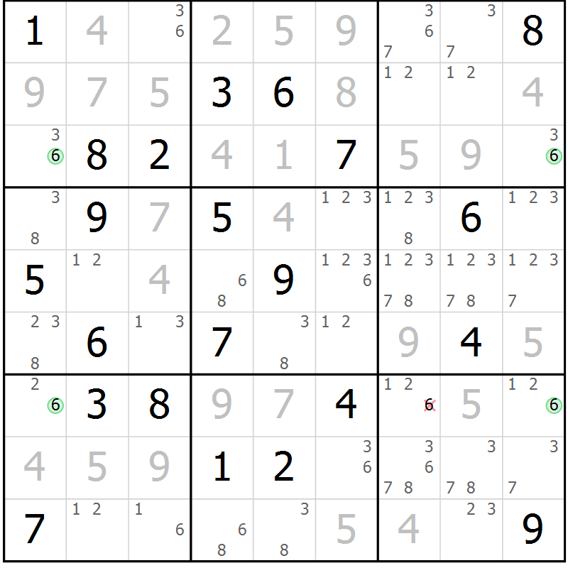 Position des candidats pour la solution de la Gr 10 page 13 du magazine de sudoku Suprême n° 027