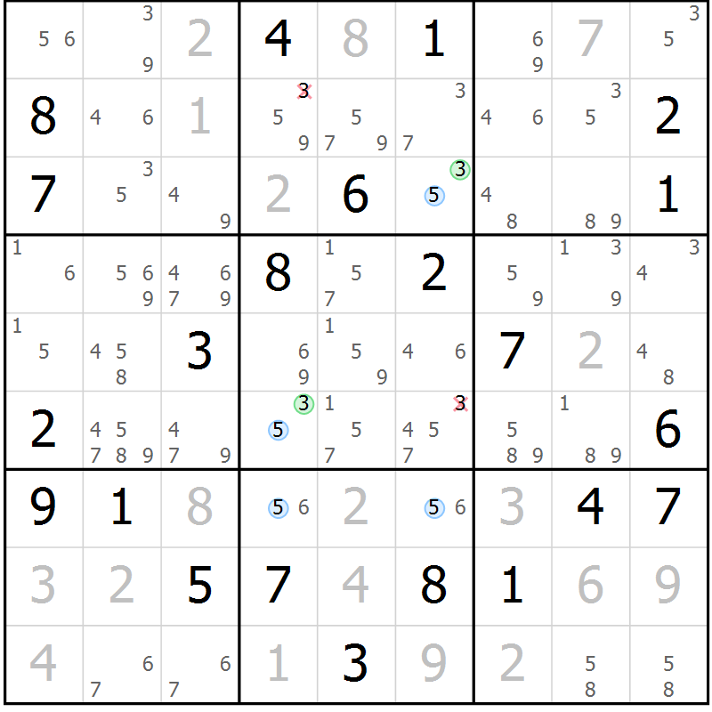 Position des candidats pour la solution de la Gr 11 page 14 du magazine de sudoku Suprême n° 027