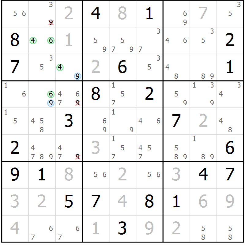 Position des candidats pour la solution de la Gr 11 page 14 du magazine de sudoku Suprême n° 027