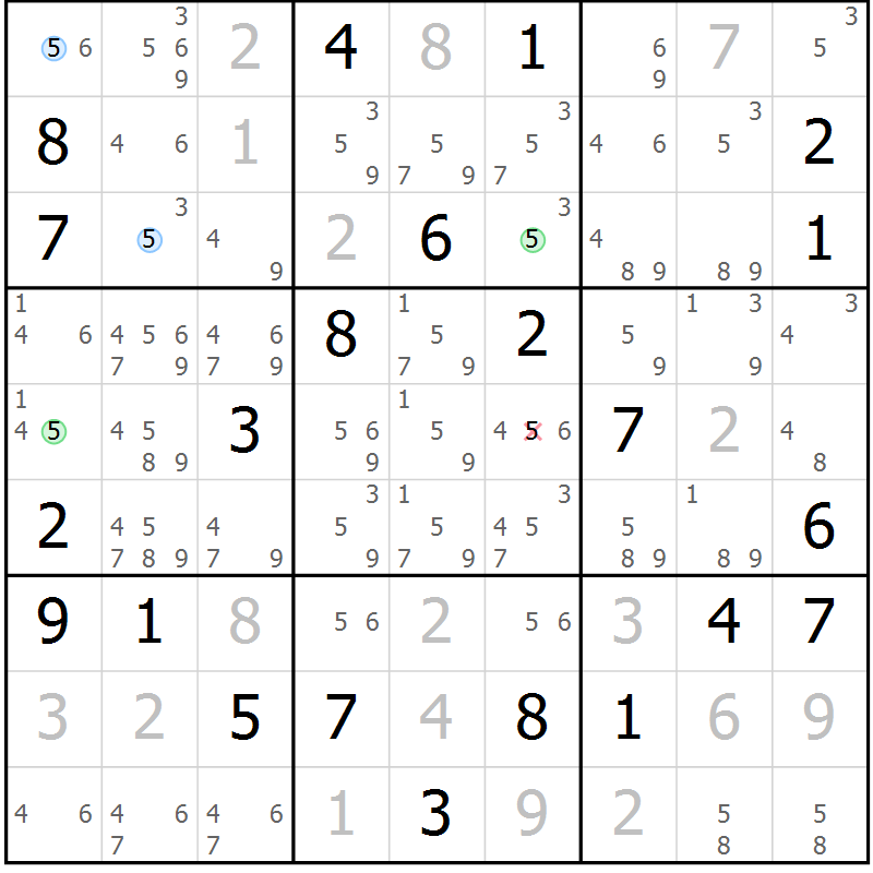 Position des candidats pour la solution de la Gr 11 page 14 du magazine de sudoku Suprême n° 027