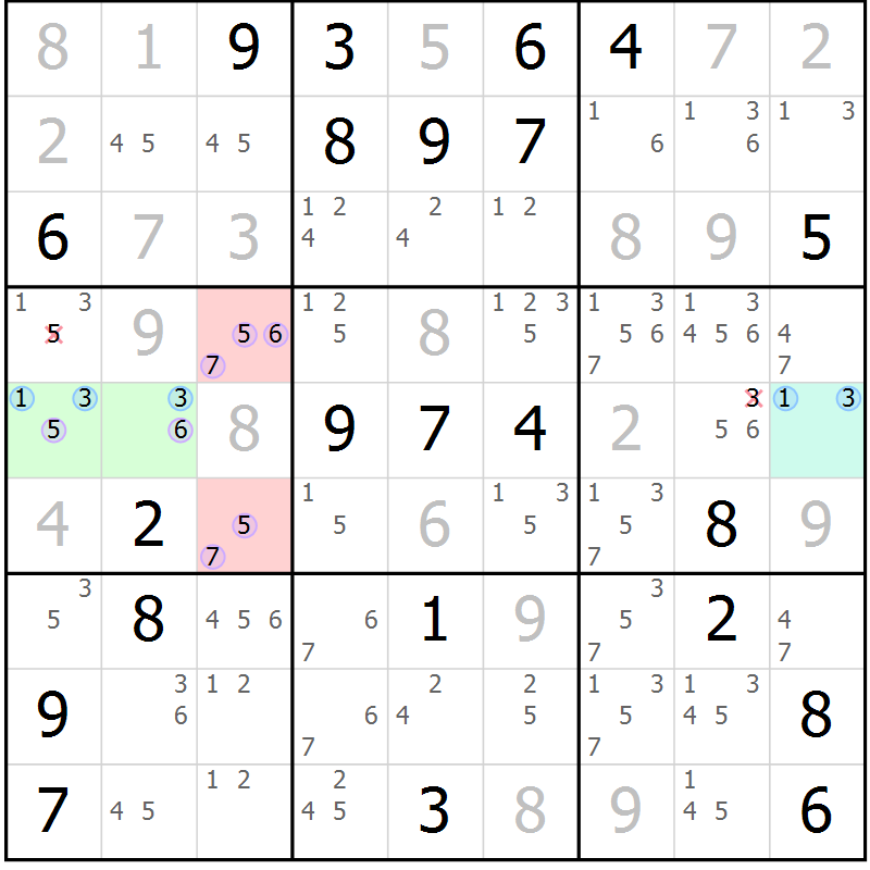 Position des candidats pour la solution de la Gr 12 page 15 du magazine de sudoku Suprême n° 027