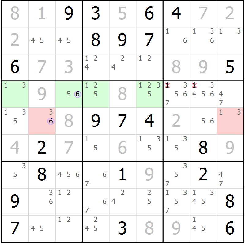Position des candidats pour la solution de la Gr 12 page 15 du magazine de sudoku Suprême n° 027