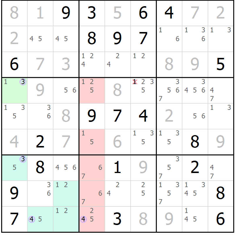 Position des candidats pour la solution de la Gr 12 page 15 du magazine de sudoku Suprême n° 027