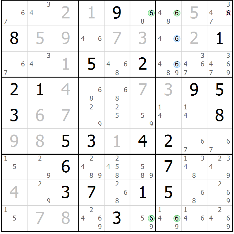 Position des candidats pour la solution de la Gr 14 page 17 du magazine de sudoku Suprême n° 027