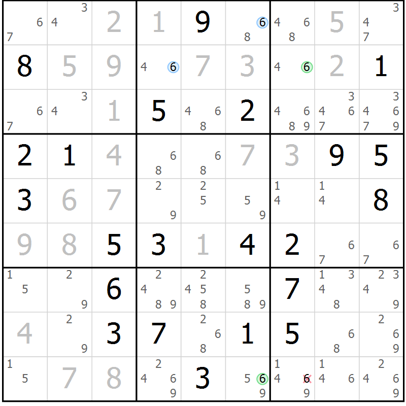Position des candidats pour la solution de la Gr 14 page 17 du magazine de sudoku Suprême n° 027