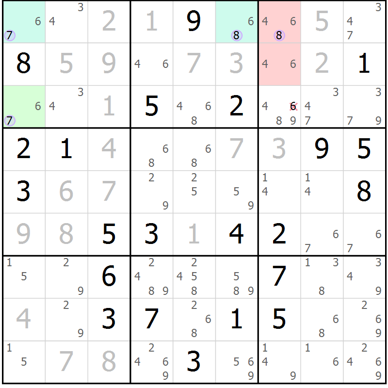 Position des candidats pour la solution de la Gr 14 page 17 du magazine de sudoku Suprême n° 027