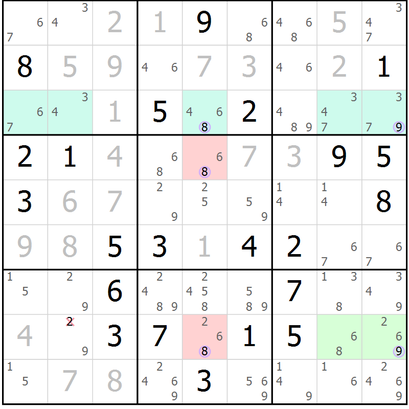 Position des candidats pour la solution de la Gr 14 page 17 du magazine de sudoku Suprême n° 027