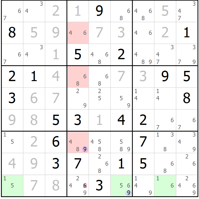 Position des candidats pour la solution de la Gr 14 page 17 du magazine de sudoku Suprême n° 027