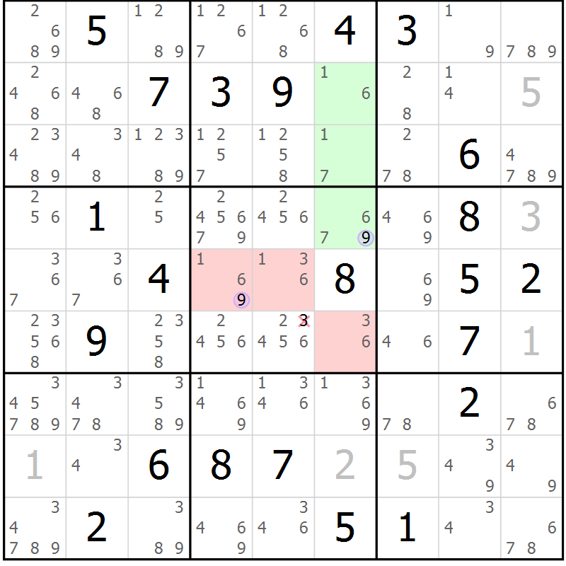 Position des candidats pour la solution de la Gr 2 page 5 du magazine de sudoku Suprême n° 027