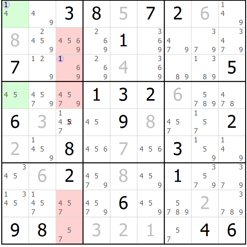 Position des candidats pour la solution de la Gr 20 page 23 du magazine de sudoku Suprême n° 027