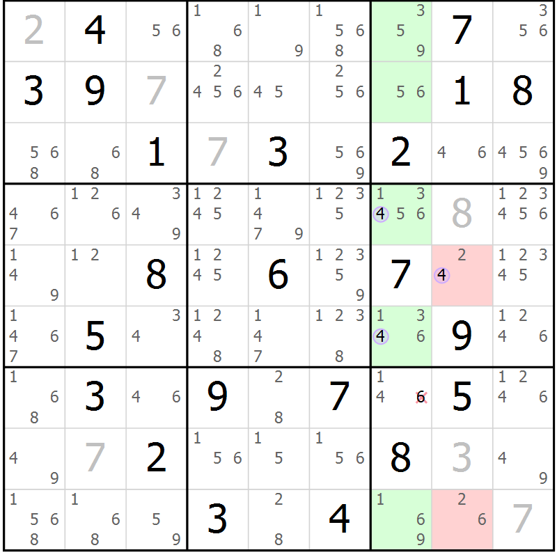 Position des candidats pour la solution de la Gr 26 page 29 du magazine de sudoku Suprême n° 027