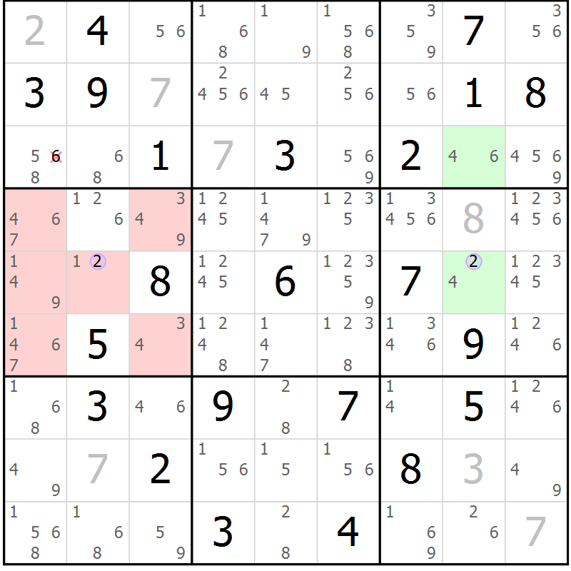 Position des candidats pour la solution de la Gr 26 page 29 du magazine de sudoku Suprême n° 027