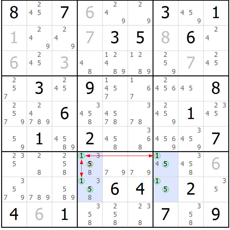 Position des candidats pour la solution de la Gr 29 page 32 du magazine de sudoku Suprême n° 027