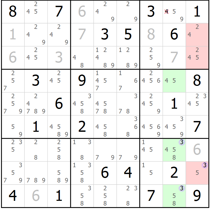 Position des candidats pour la solution de la Gr 29 page 32 du magazine de sudoku Suprême n° 027
