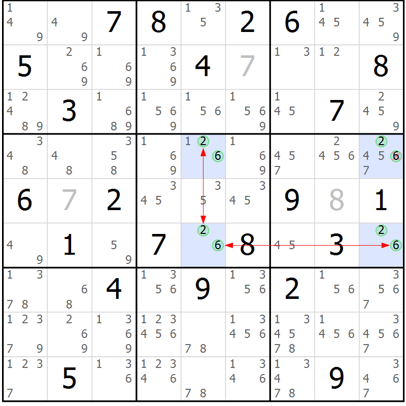 Position des candidats pour la solution de la Gr 3 page 6 du magazine de sudoku Suprême n° 027