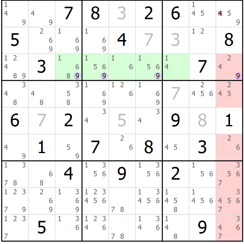 Position des candidats pour la solution de la Gr 3 page 6 du magazine de sudoku Suprême n° 027