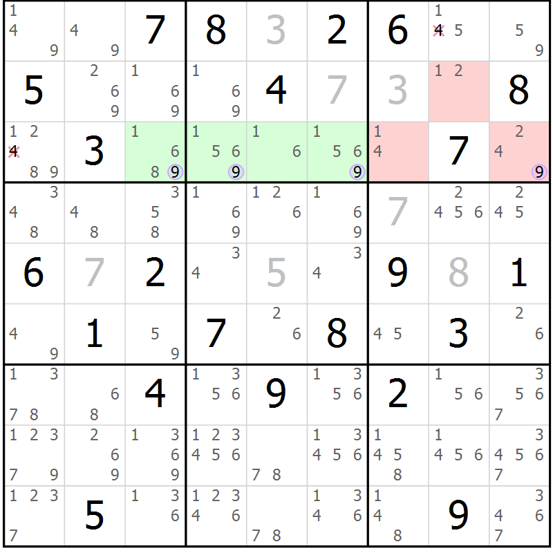 Position des candidats pour la solution de la Gr 3 page 6 du magazine de sudoku Suprême n° 027