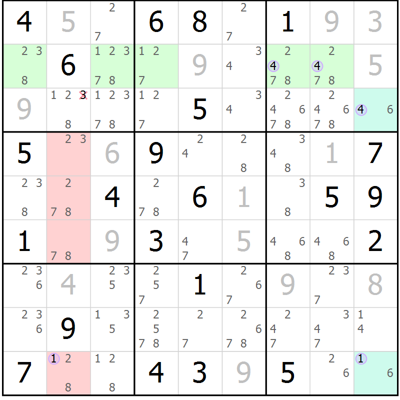 Position des candidats pour la solution de la Gr 30 page 33 du magazine de sudoku Suprême n° 027