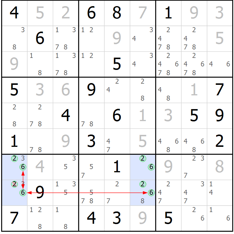Position des candidats pour la solution de la Gr 30 page 33 du magazine de sudoku Suprême n° 027