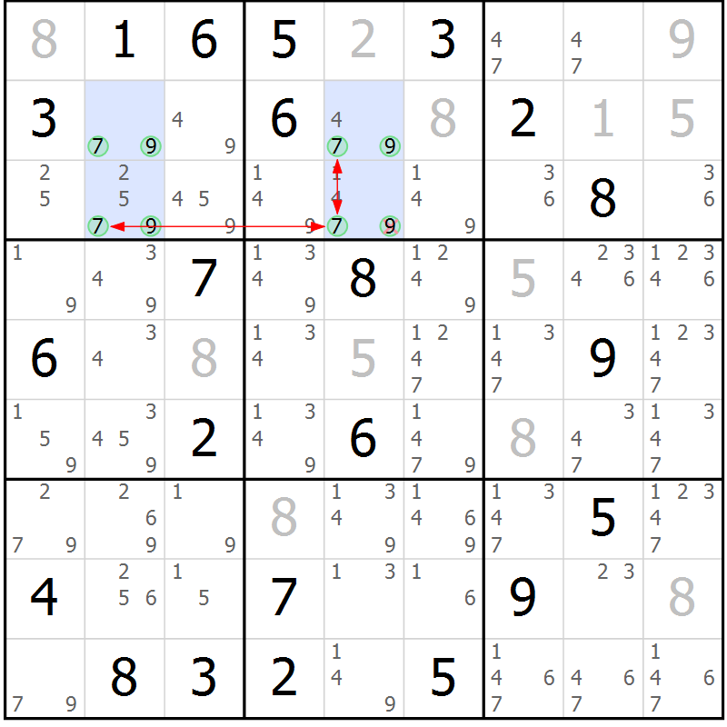Position des candidats pour la solution de la Gr 31 page 34 du magazine de sudoku Suprême n° 027