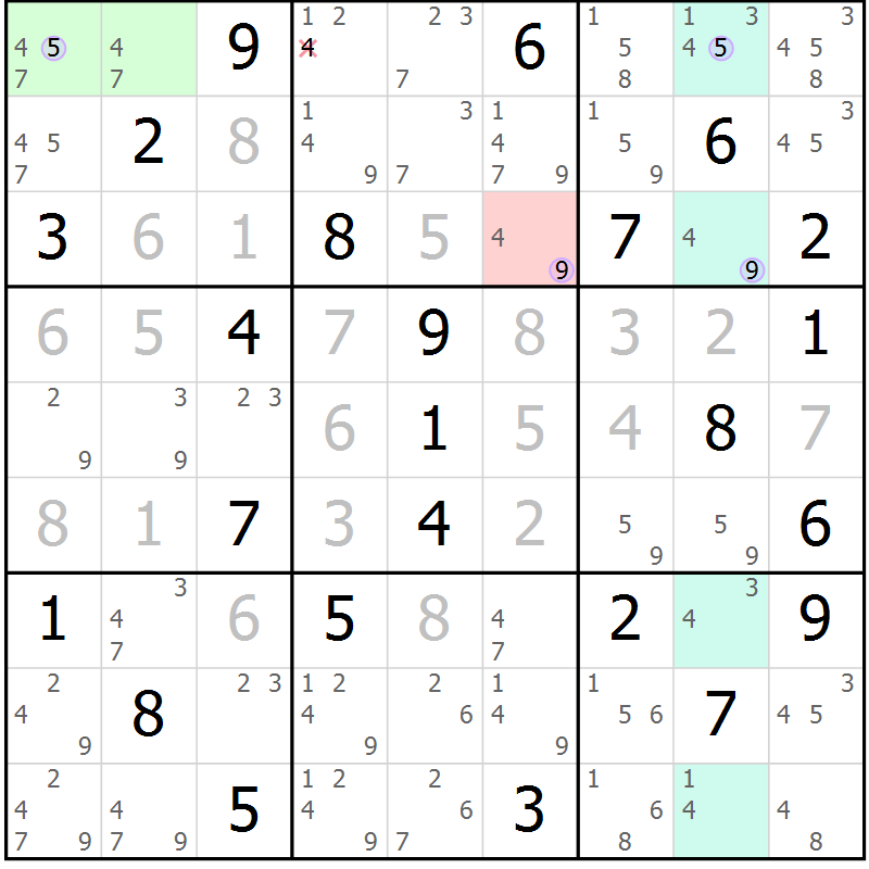 Position des candidats pour la solution de la Gr 32 page 35 du magazine de sudoku Suprême n° 027