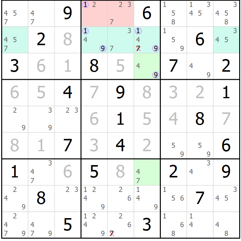 Position des candidats pour la solution de la Gr 32 page 35 du magazine de sudoku Suprême n° 027