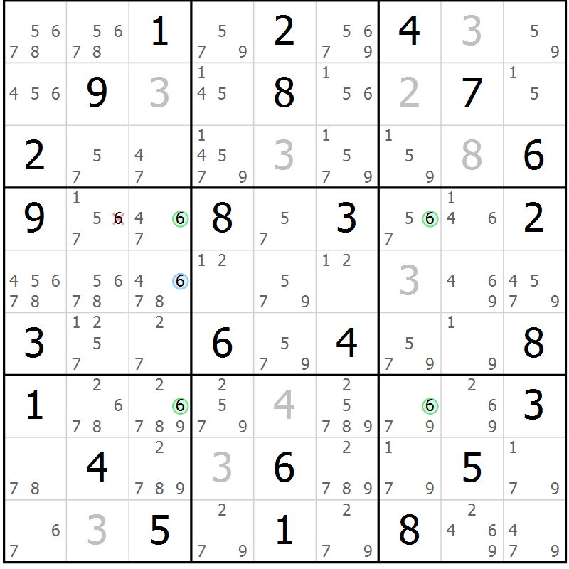 Position des candidats pour la solution de la Gr 34 page 37 du magazine de sudoku Suprême n° 027