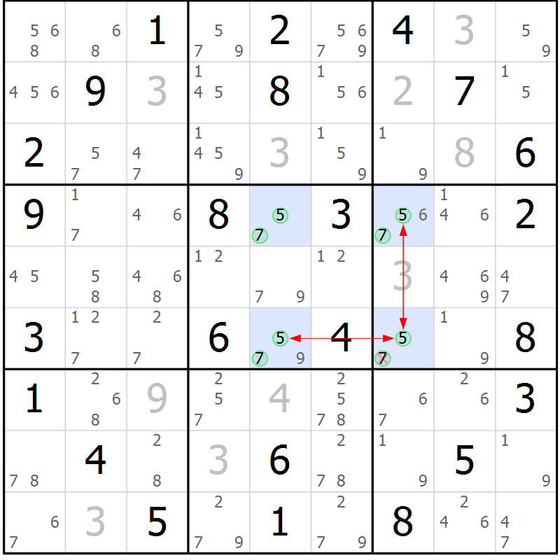 Position des candidats pour la solution de la Gr 34 page 37 du magazine de sudoku Suprême n° 027
