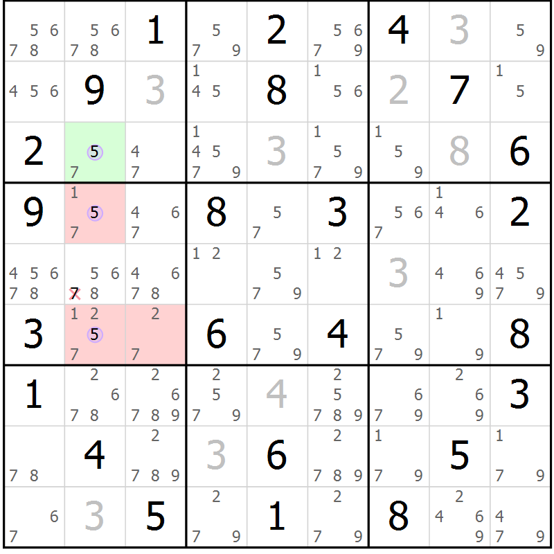 Position des candidats pour la solution de la Gr 34 page 37 du magazine de sudoku Suprême n° 027