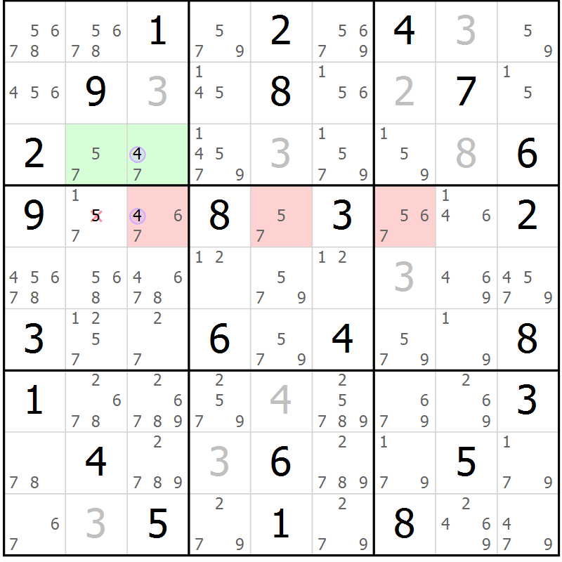 Position des candidats pour la solution de la Gr 34 page 37 du magazine de sudoku Suprême n° 027