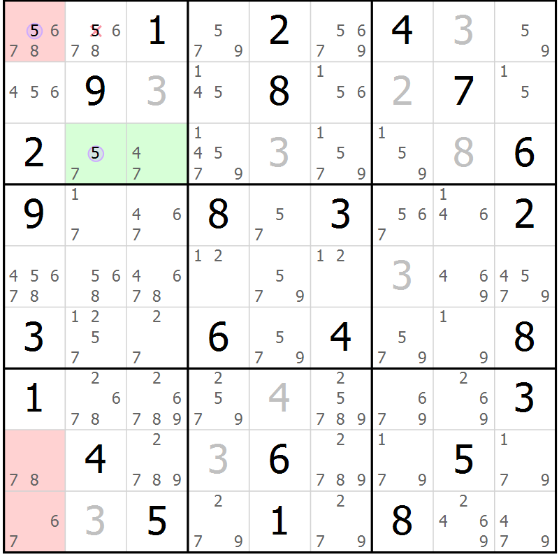 Position des candidats pour la solution de la Gr 34 page 37 du magazine de sudoku Suprême n° 027