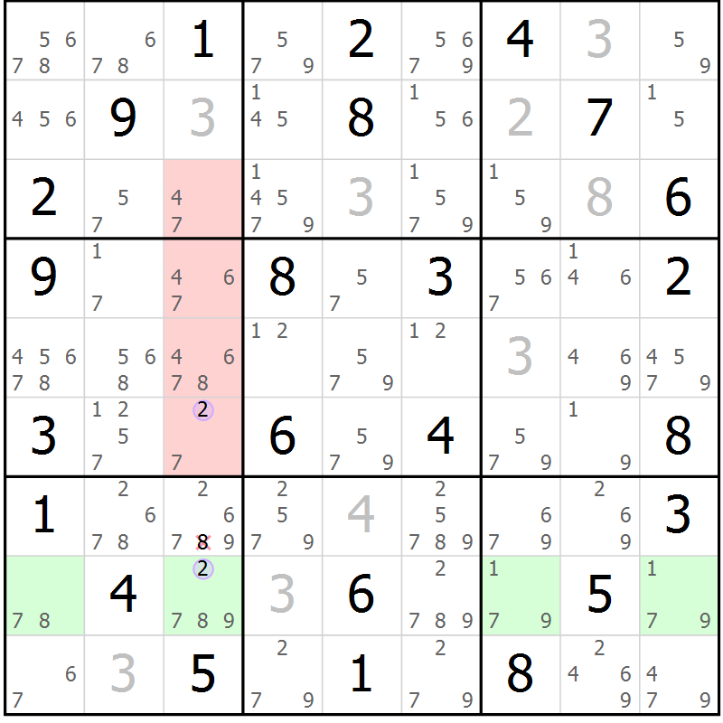 Position des candidats pour la solution de la Gr 34 page 37 du magazine de sudoku Suprême n° 027