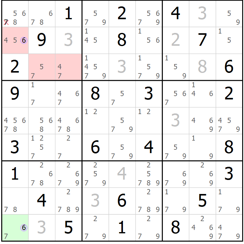 Position des candidats pour la solution de la Gr 34 page 37 du magazine de sudoku Suprême n° 027