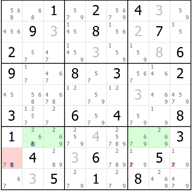 Position des candidats pour la solution de la Gr 34 page 37 du magazine de sudoku Suprême n° 027