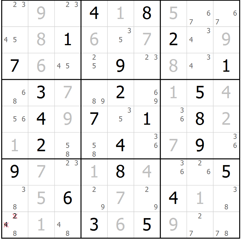 Position des candidats pour la solution de la Gr 35 page 38 du magazine de sudoku Suprême n° 027