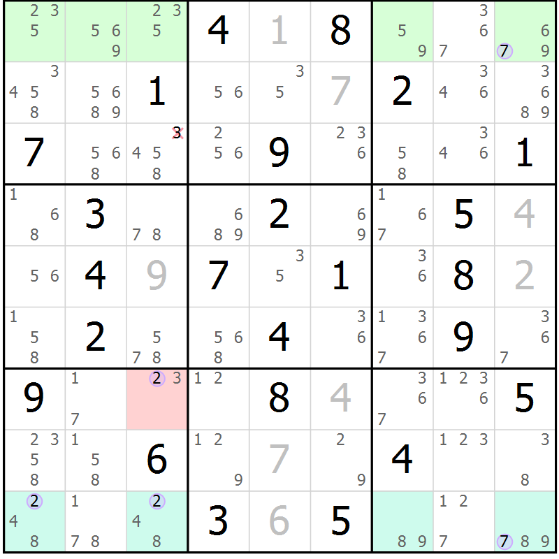 Position des candidats pour la solution de la Gr 35 page 38 du magazine de sudoku Suprême n° 027