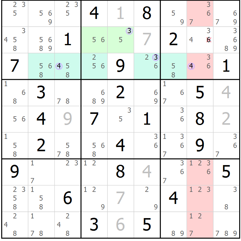 Position des candidats pour la solution de la Gr 35 page 38 du magazine de sudoku Suprême n° 027