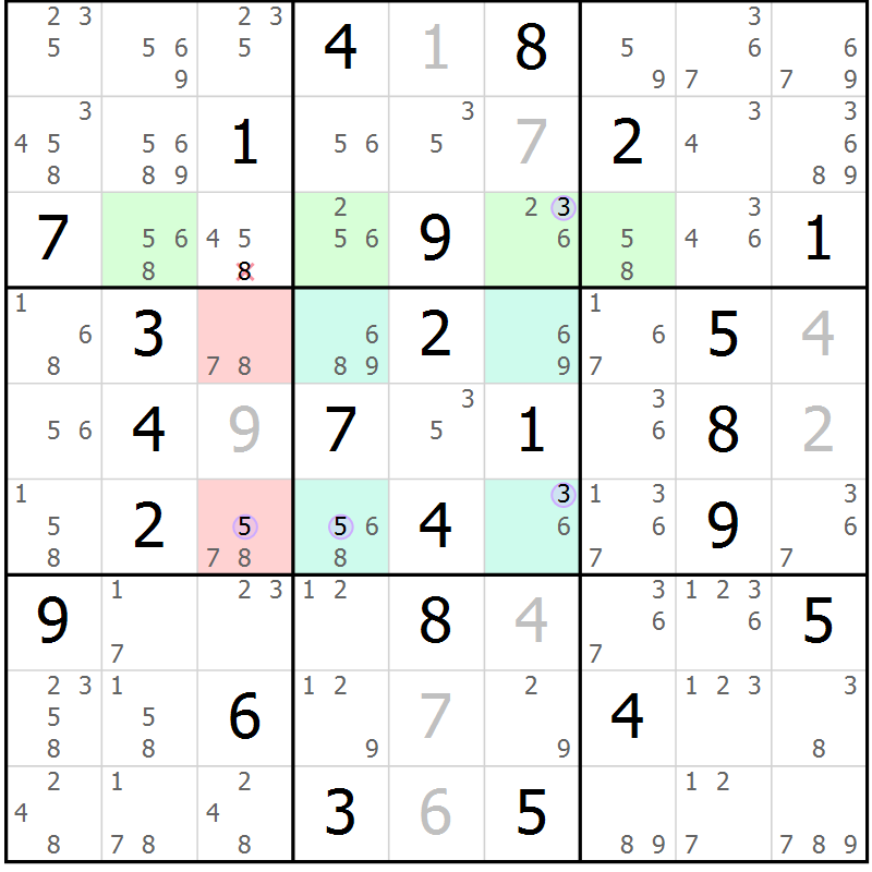 Position des candidats pour la solution de la Gr 35 page 38 du magazine de sudoku Suprême n° 027