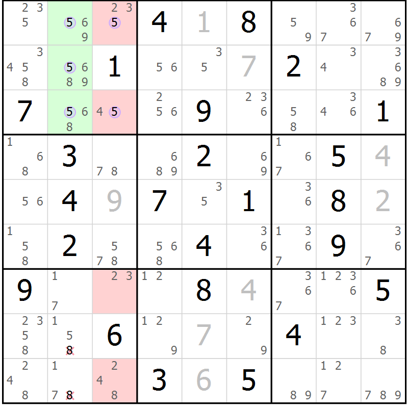 Position des candidats pour la solution de la Gr 35 page 38 du magazine de sudoku Suprême n° 027