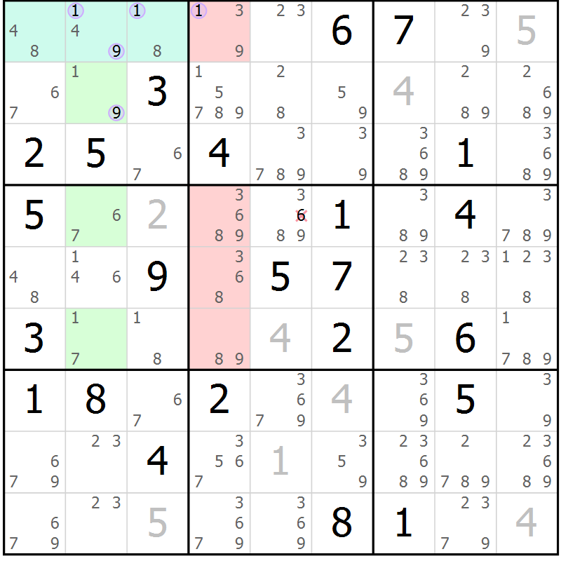 Position des candidats pour la solution de la Gr 36 page 39 du magazine de sudoku Suprême n° 027