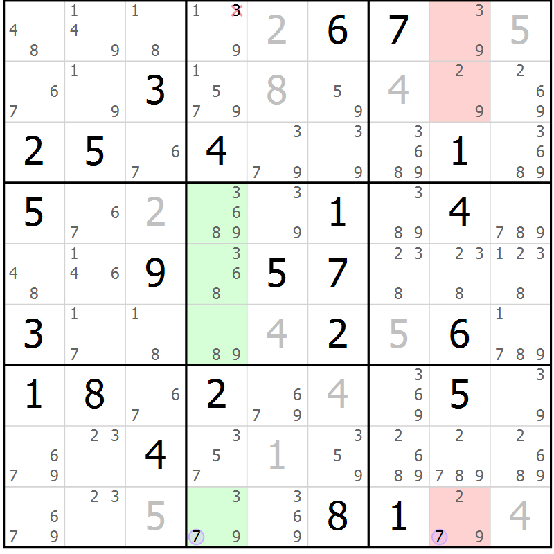 Position des candidats pour la solution de la Gr 36 page 39 du magazine de sudoku Suprême n° 027