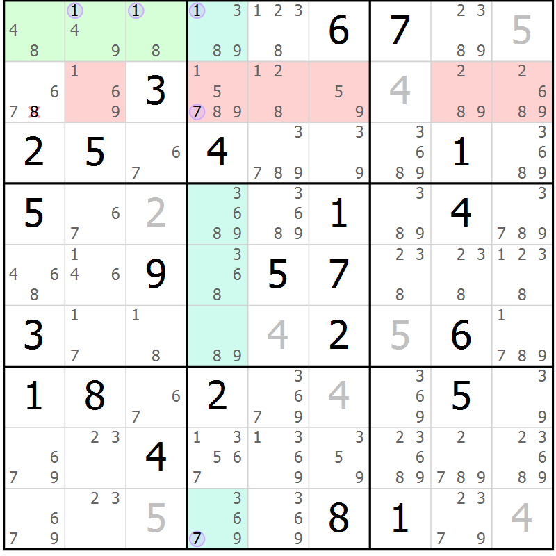 Position des candidats pour la solution de la Gr 36 page 39 du magazine de sudoku Suprême n° 027