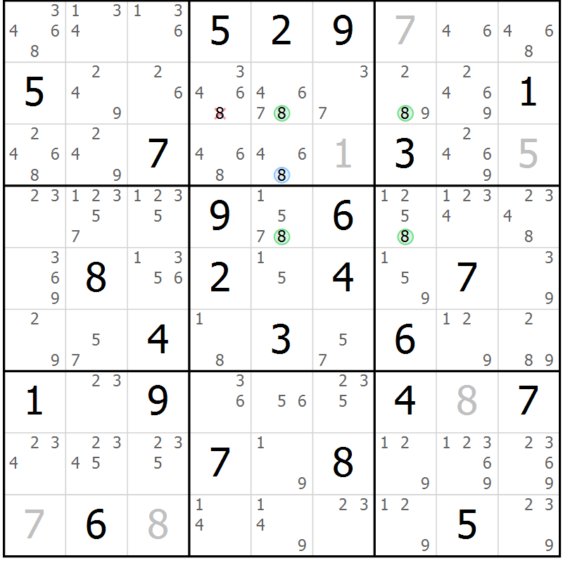 Position des candidats pour la solution de la Gr 37 page 40 du magazine de sudoku Suprême n° 027