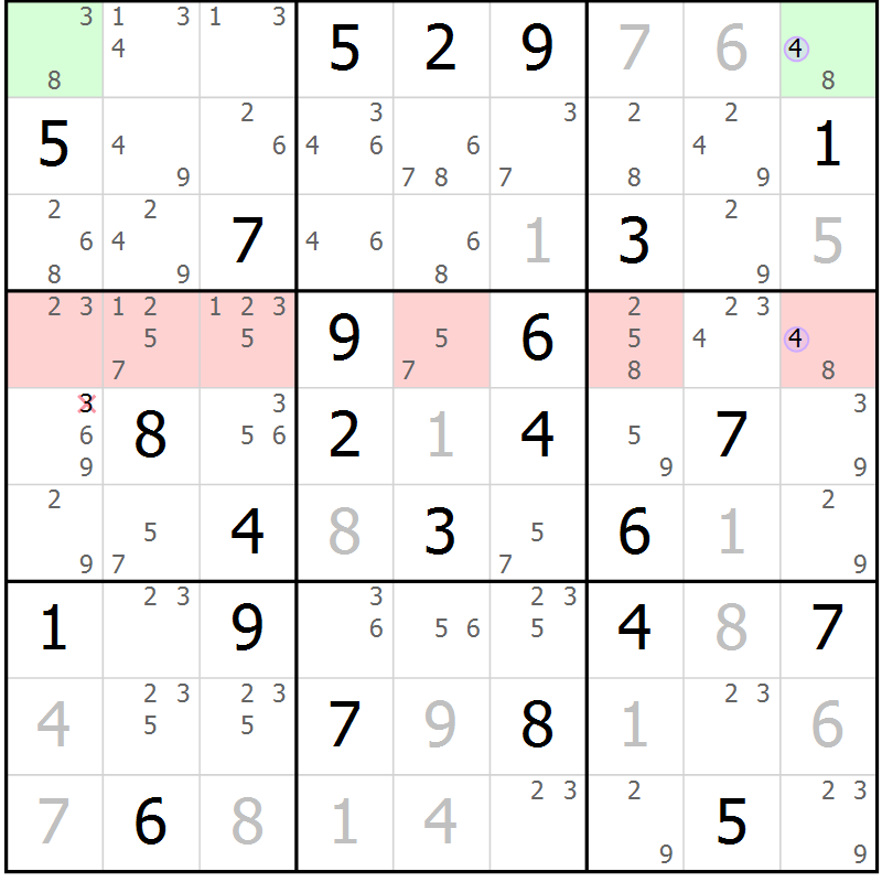 Position des candidats pour la solution de la Gr 37 page 40 du magazine de sudoku Suprême n° 027