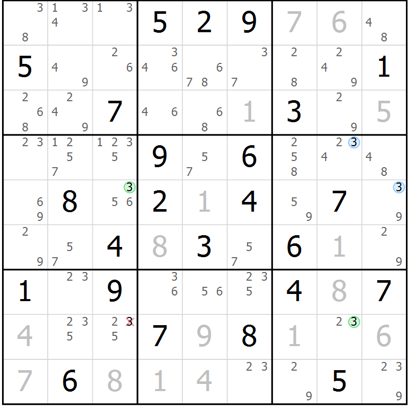 Position des candidats pour la solution de la Gr 37 page 40 du magazine de sudoku Suprême n° 027