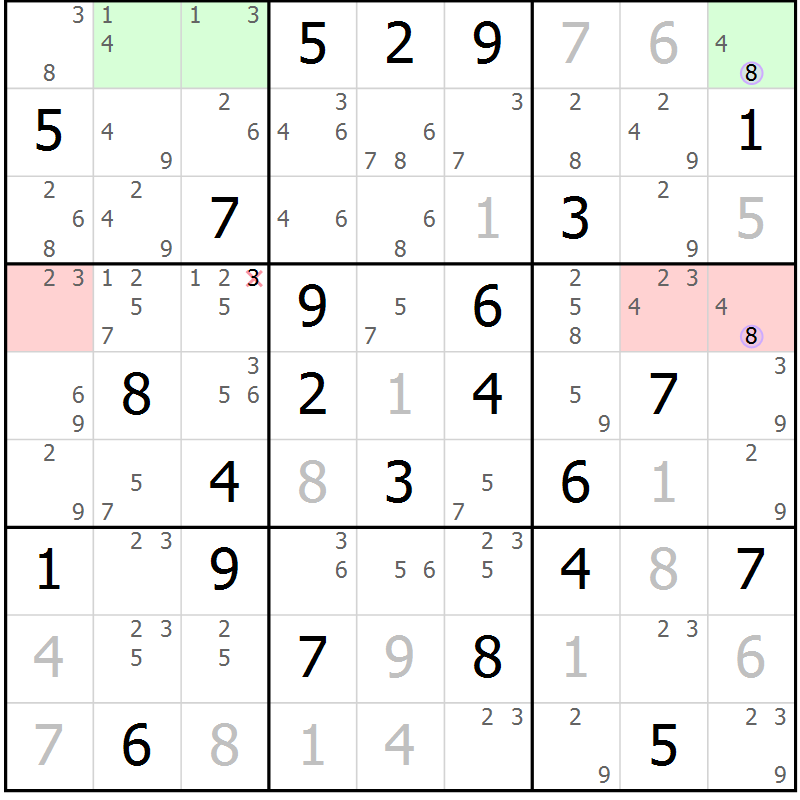 Position des candidats pour la solution de la Gr 37 page 40 du magazine de sudoku Suprême n° 027