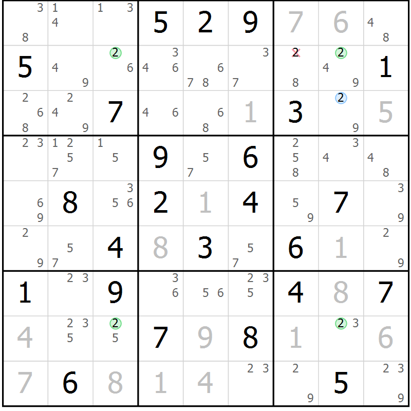 Position des candidats pour la solution de la Gr 37 page 40 du magazine de sudoku Suprême n° 027
