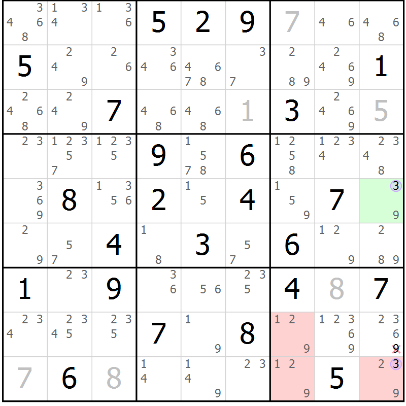 Position des candidats pour la solution de la Gr 37 page 40 du magazine de sudoku Suprême n° 027